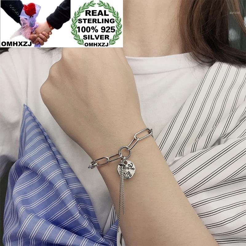 

OMHXZJ Wholesale HB99 European Fashion Woman Girl Birthday Party Gift Round Tassel Link Chain 100% 925 Sterling Silver Bracelet1