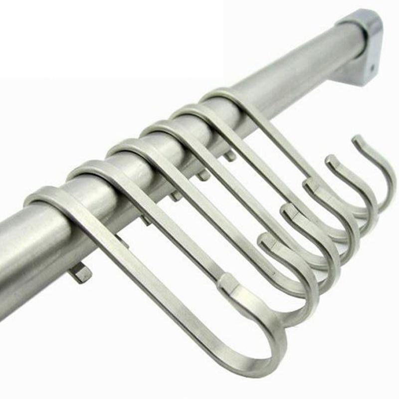 

6pcs/set Multipurpose Closets Organizing S Shaped Utensils Rack Hooks Stainless Steel Hanging Hanger Cup Holder Clothes