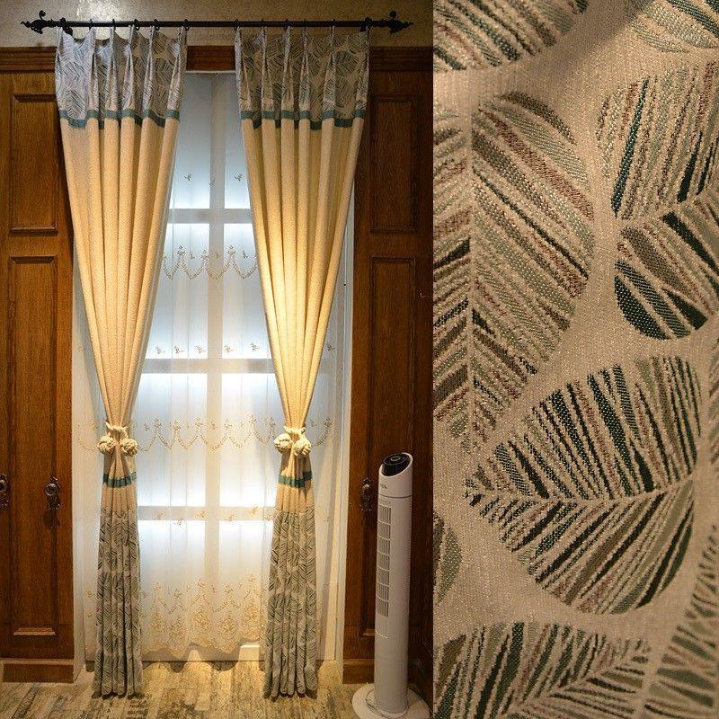 

Custom curtains Light luxury Nordic linen simple modern living room bedroom beige thick cloth blackout curtain tulle drape B4671, Tulle sheer