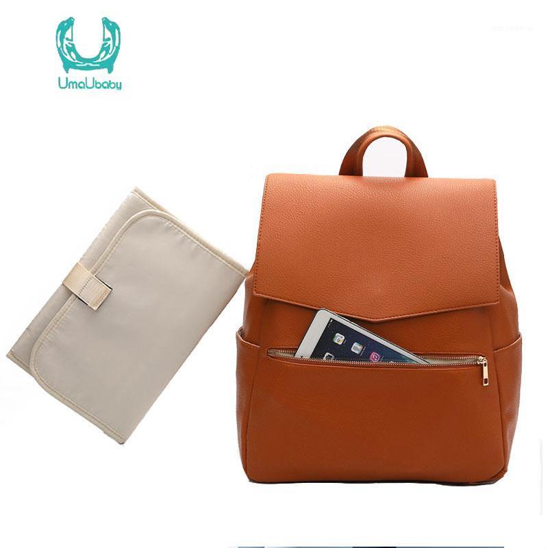 

Umaubaby Large PU Leather Diaper Bag Maternity Travel Baby Nappy Bags Backpack for Mom in Brown Organizer Bags Free changing pad1
