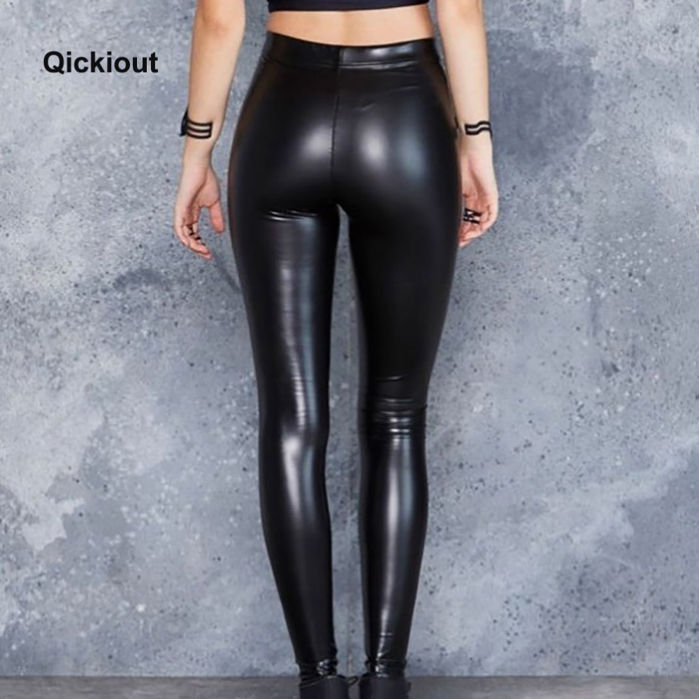 Qickitout fashion sexy women leggings Leather pants soild black hot pants sexy costumes for hot club wearing stranger things 201204
