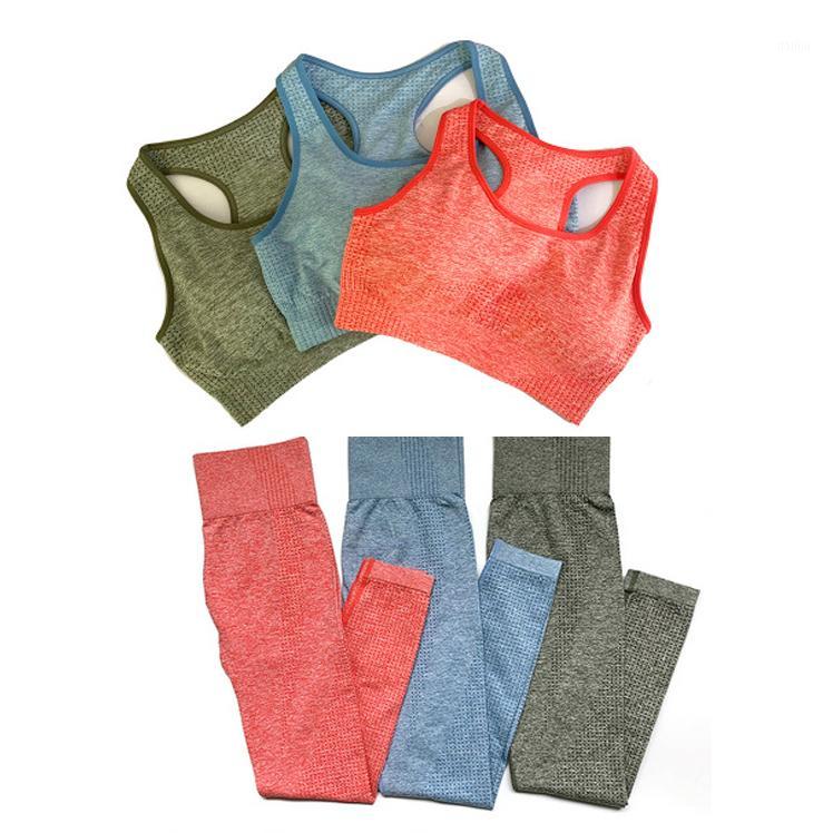 

2PCS Seamless Yoga Set Fitness Sport Suits Gym Set Clothing Crop Top Shirts + High Waist Running Leggings Pants Yoga Suit1, 2pcs wine red