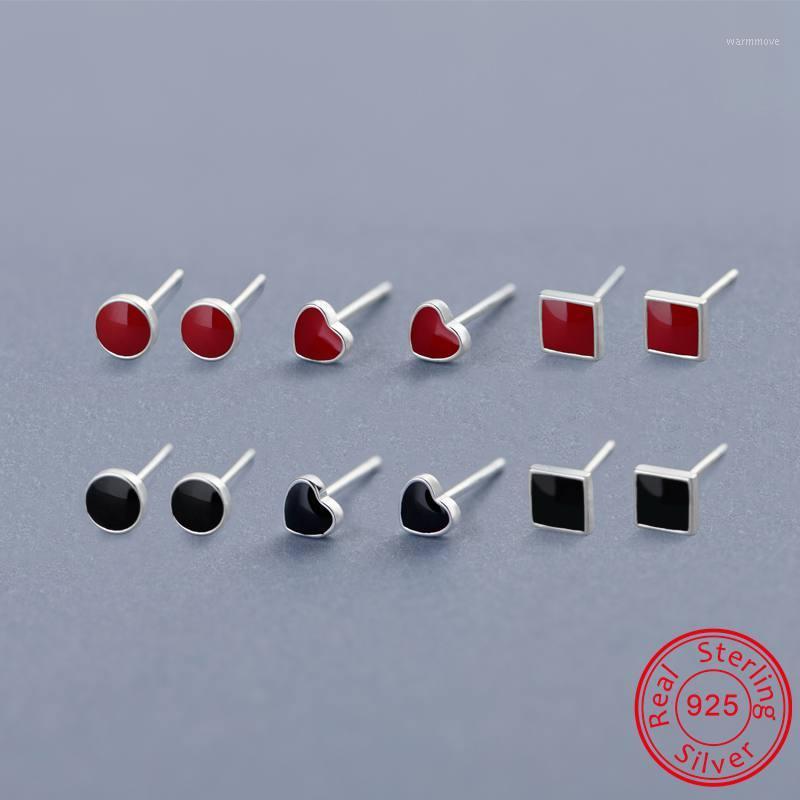 

ZEMO Real Silver 925 Cube Stud Earring for Women 2 Colors Simple Silver Heart Earring Girls' Conch Ear Piercing Jewelry1