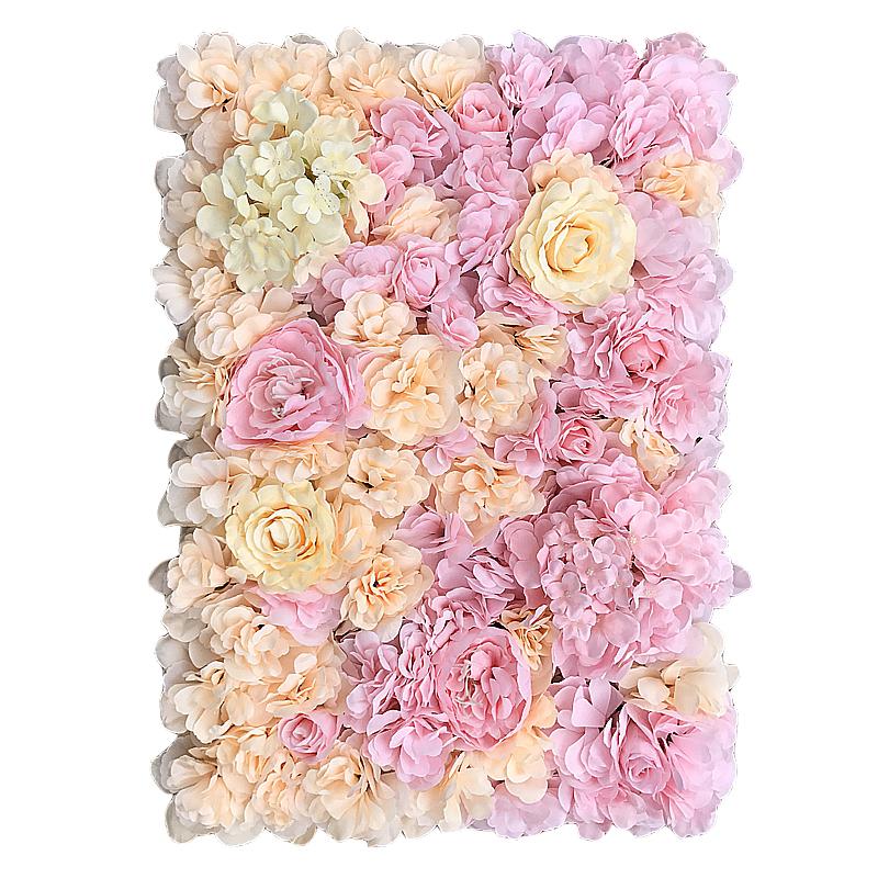 

60cm X 40cm Artificial Flower Wall Artificial Plant Wall Garden Lawn Decoration Background Crawling Ferns Plastic Grass DIY, Beige flower wall