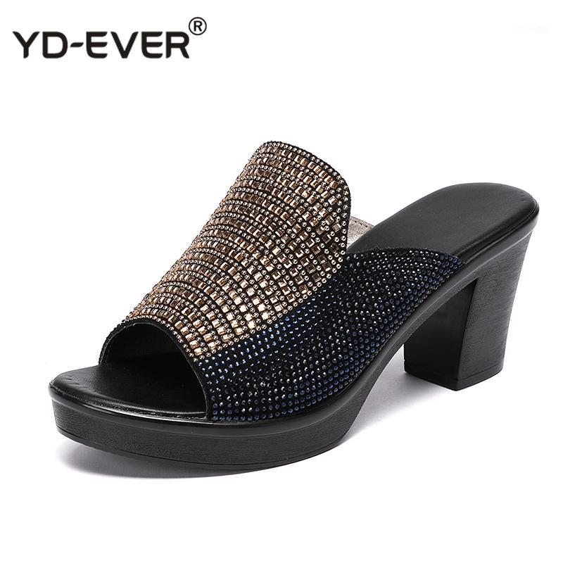 

Women Slipper's 2020 Ladies Summer Slippers Shoes Women High Heels Fashion Rhinestone Genuine Leather Summer Shoes1, 178 red