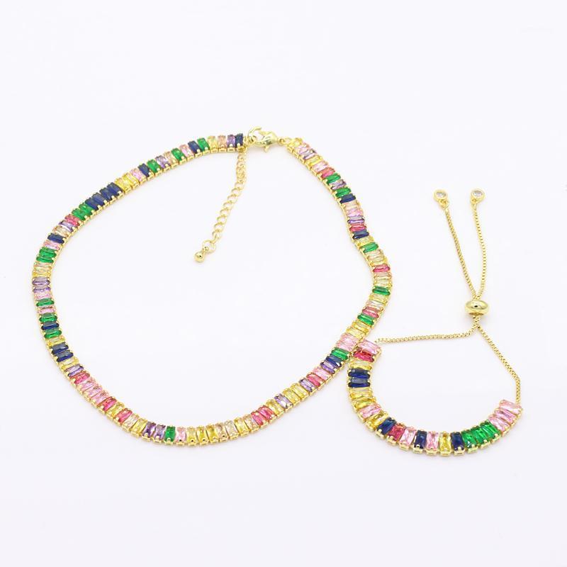 

Gold Filled Rainbow CZ Bead Chain Necklace Tennis Chain Choker Shiny Choker Cute Girl Gift Fine Jewelry Wholesale1