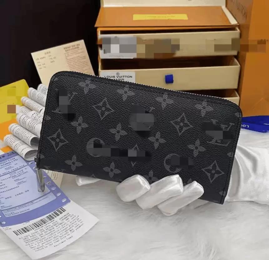 

Fashion PU Leather Single Zipper Designers Wallets High Quality Luxury Coin Purse Card Holder Long Clutch Embossing Wallet With Box, Shipping(no send)