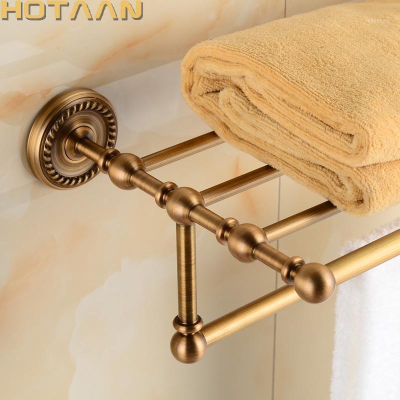 

FREE SHIPPING, Solid Brass Bathroom Towel Rack, Antique Brass Towel Holder,50cm Corner Bath Shelf Accessories,YT-12201-501, L is 50cm