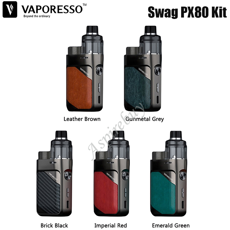 

Vaporesso Swag PX80 Pod Mod Kit 80W Mod with 4ml Swag Pod Cartridge fit GTX Coil Powered by Single 18650 Battery Authentic, Brick black