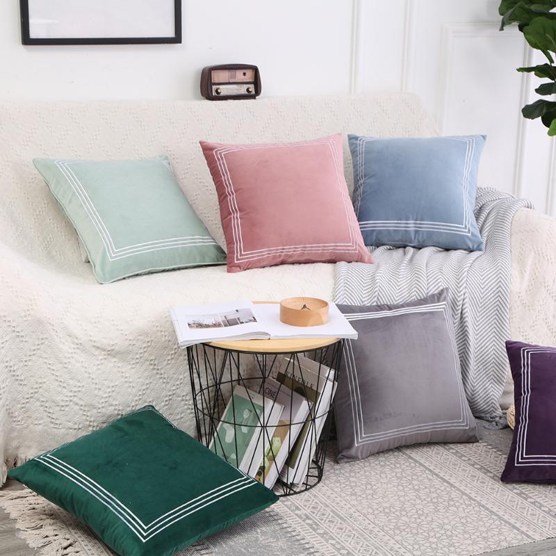 

45x45cm solid deep green/pink/light green/purple/grey velvet cushion cover back pillowcase sofa throw pillow cover backrest
