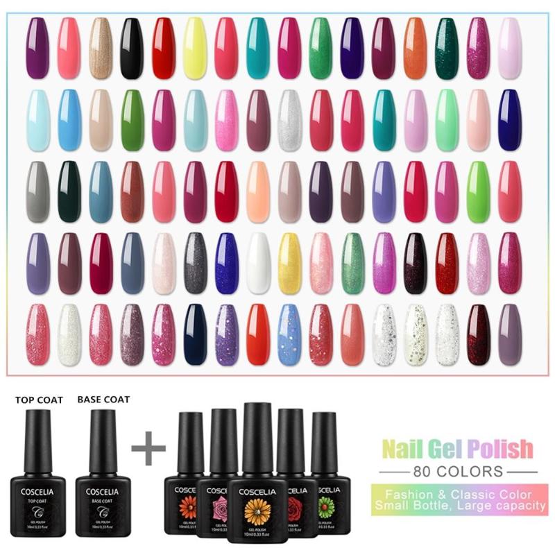 

COSCELIA 80PCS Set For Gel Varnish 7/10ML Gel Nail Polish Set For Nail Art Manicure Polish All Manicure