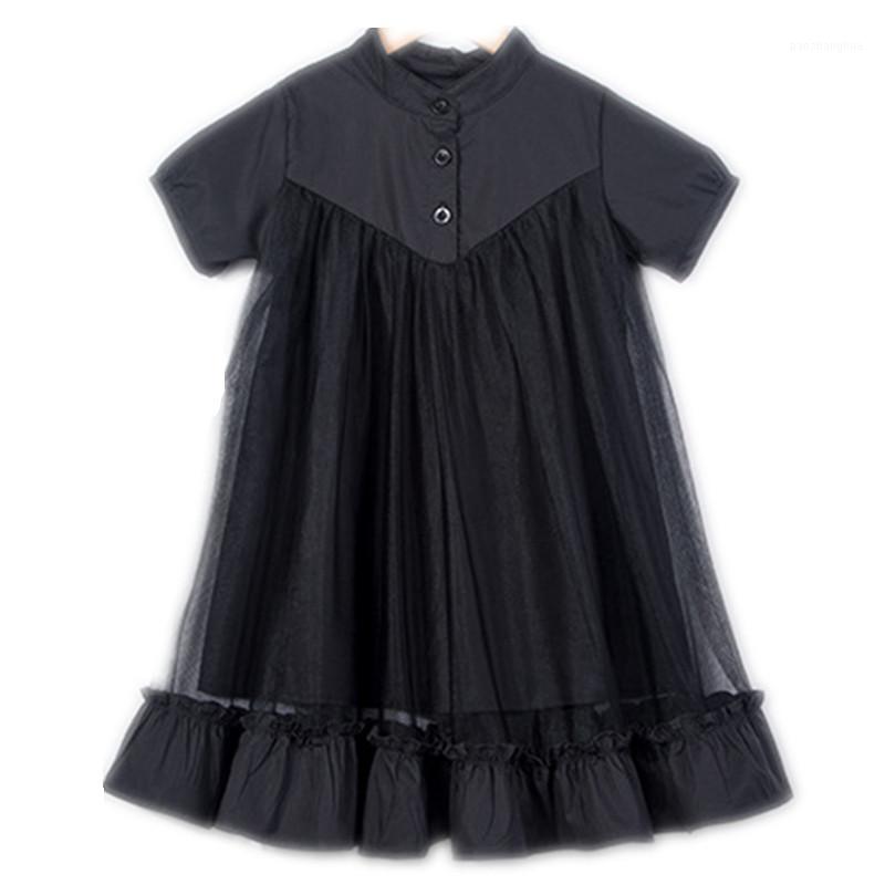 

3 to 12 years kids & big girls summer cotton tulle casual ruffle flare dress child girl fashion princess party dresses clothes1, Black