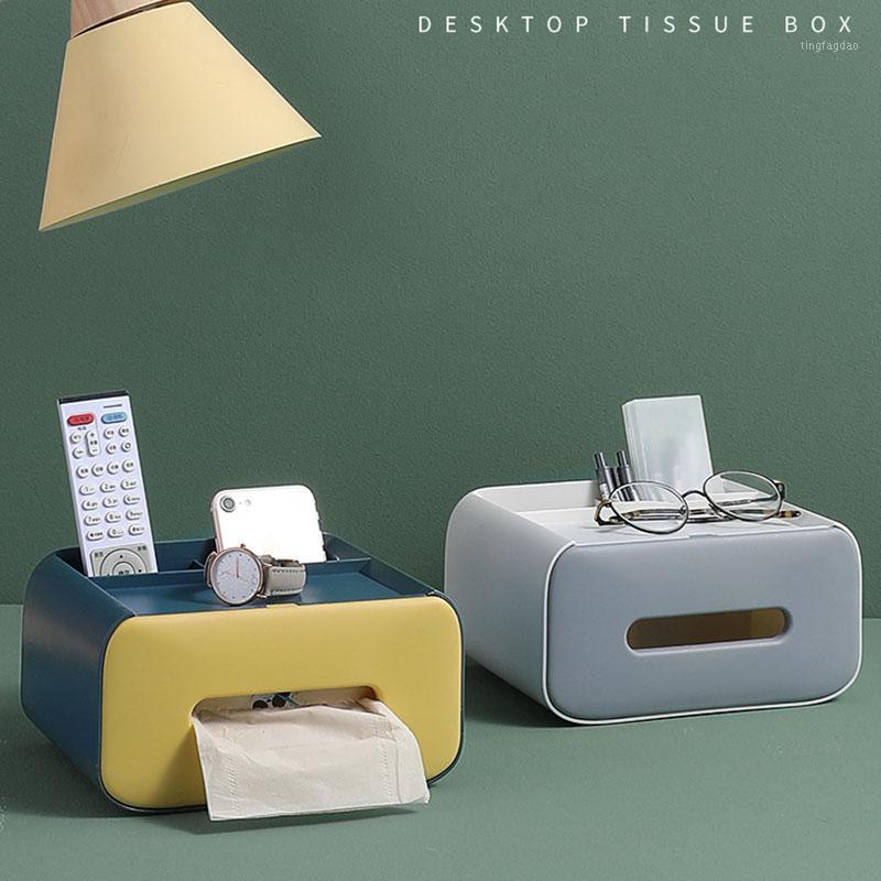 

HOT Multifunctional Tissue Box Home Office Sundries Storage Box Desktop Remote Controller Organizer NDS1