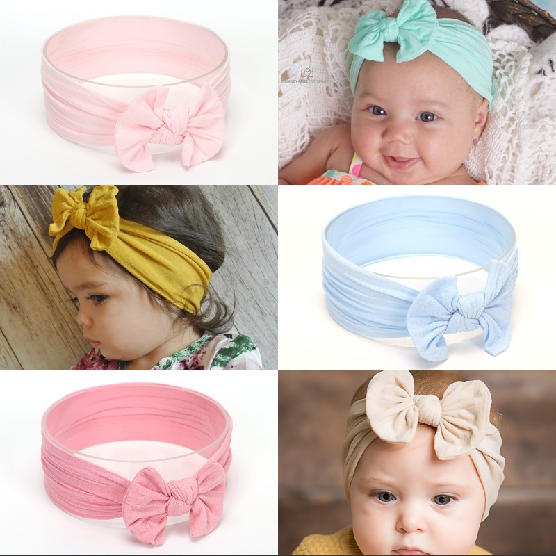 

Nylon Baby Hair Accessories Elastic Children Headband Bow Pure Color Wide Hoop Multicolor Bohemian Style 2 6ys J2B