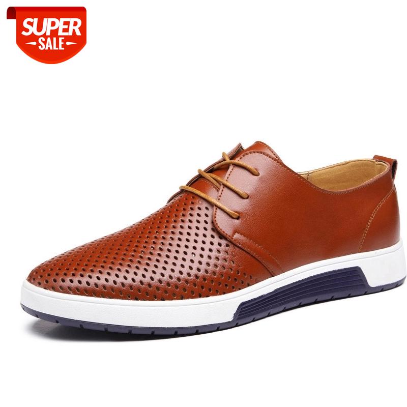 

New 2020 Summer Brand Casual Men Shoes Mens Flats Genuine Leather Shoes Man Breathing Holes Oxford Big Size Leisure #U399