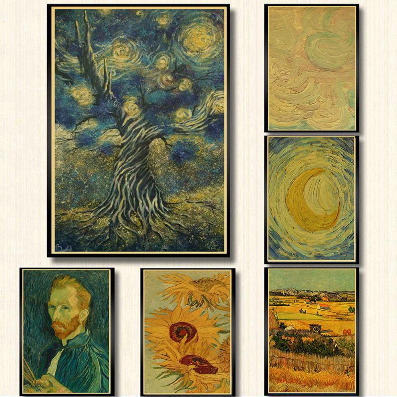 

Gogh famous Oil Painting/Wheat Fieldskraft paper/bar poster/Retro Poster/decorative painting