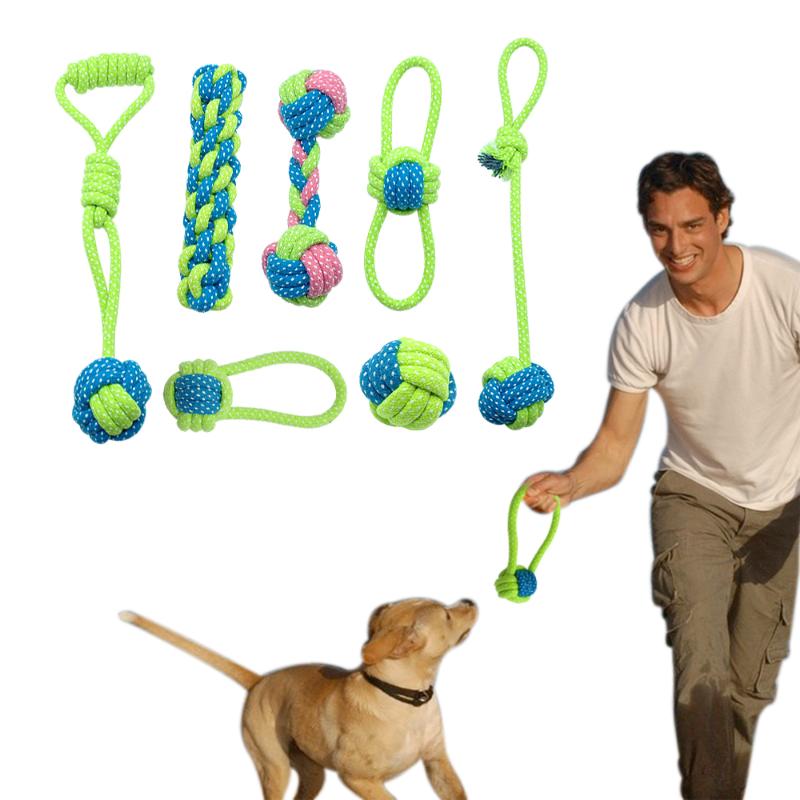 

Cotton Dog Rope Toy Knot Puppy Chew Teething Toys Teeth Cleaning Pet Palying Ball For Small Medium Large Dogs
