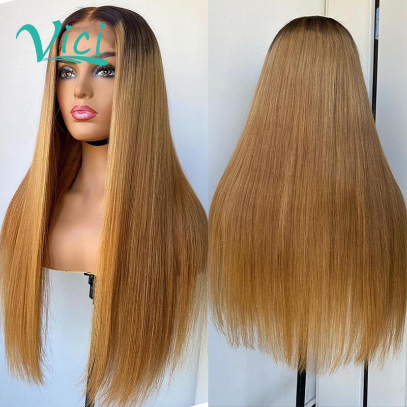 

Honey Blonde Lace Front Wigs For Black Women Straight Human Hair Wigs Pre Plucked With Baby Hair Ombre Remy Natural, Black;brown
