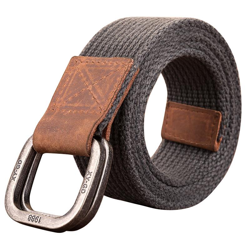 

Unisex Canvas Belt 2020 Hot Men Designer Belt Trap Double-ring Buckle Male Casual Solid Knitted Jean Belts Dropshiping 110-130cm, Black