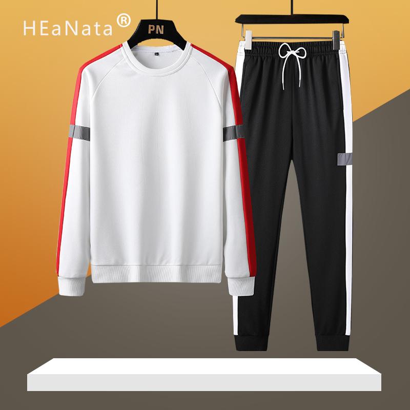 

Spring And Autumn Sports Suits Men Two-Piece Sets Sportswear Men's Iong-Sleeved Hoodies+Outdoor Pants Track Suit, Black