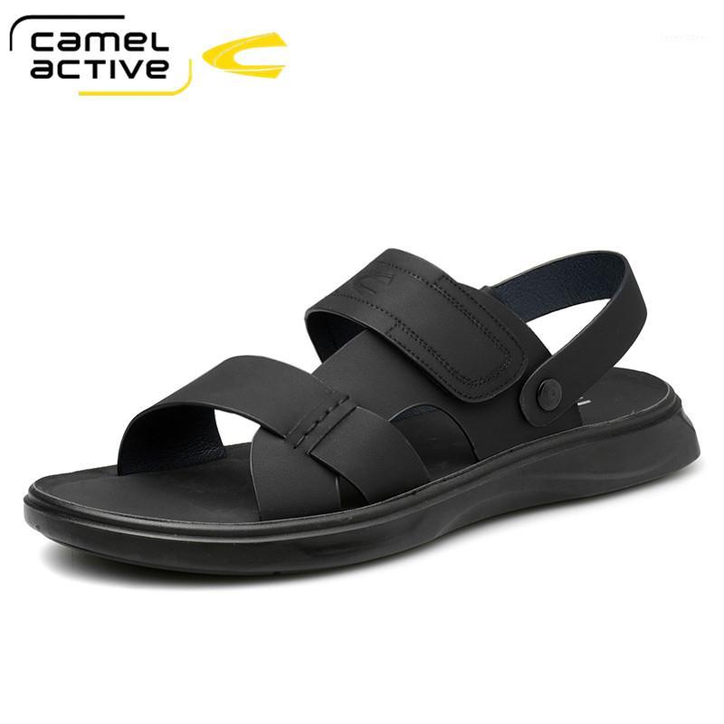 

Camel Active New Men Sandals Genuine Leather Sandals Men Fashion Comfortable Leisure Buckle Strap Shoes Beach1, Black