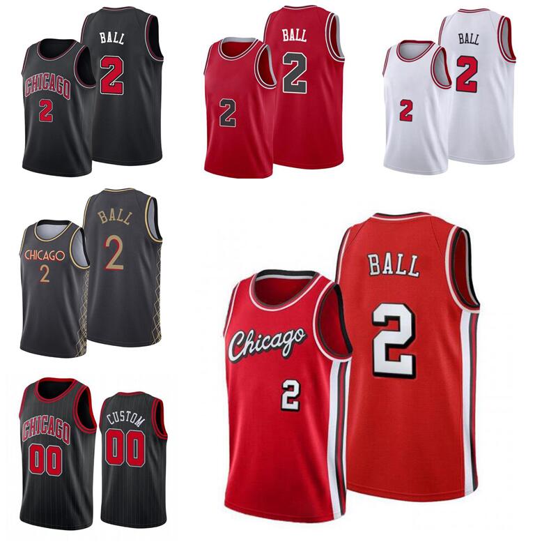 

2 Lonzo Ball jersey 2021-22 Basketball Jerseys Men Youth S-XXL black red white wear