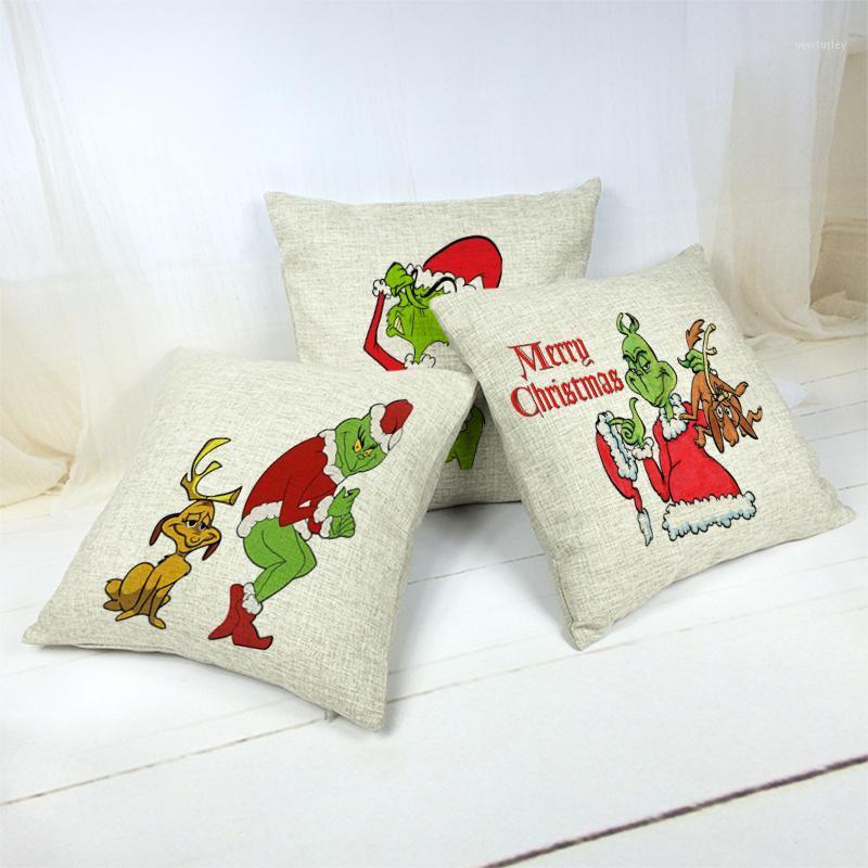 

Western European And American Style Cushion Cover Cartoon Christmas Holiday Decoration Cotton Linen Family Sofa Throw Pillowcase1, 10