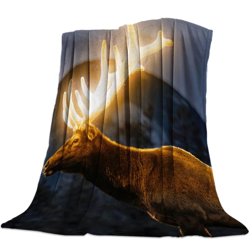 

Elk Fantasy Throw Blanket Portable Soft Blanket for Sofa Microfiber Flannel Blankets for Beds