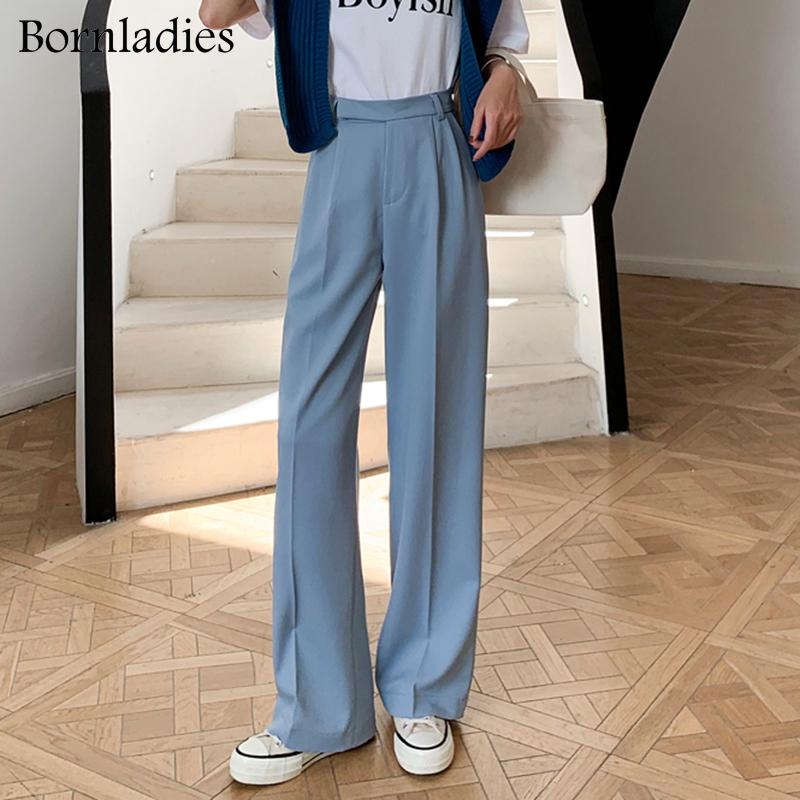 

Women's Pants & Capris Bornladies 2022 Summer Casual High Waist Loose Straight For Women Office Ladies Button Wide Leg Trouser Female Solid, Black;white