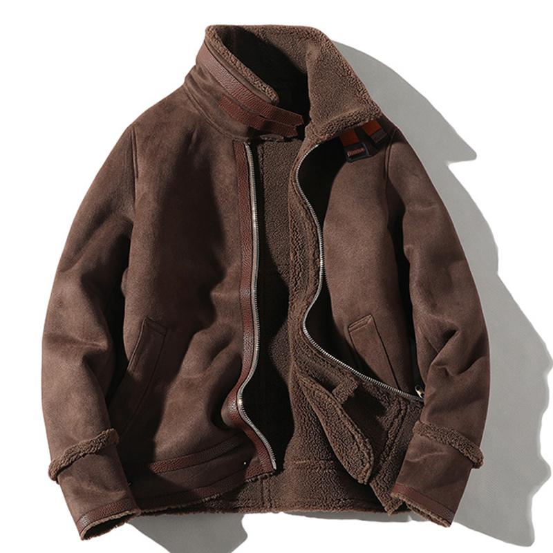 

England Style Biker Mans Faux Fur Coats 5XL Winter Bomber Jacket Mens Fur Leather Coats Automotive Faux Suede Jacket B751, Like me l