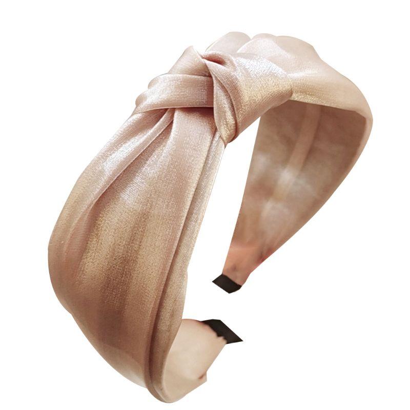

Korean Romantic Shimmer Cloth Wrapped Headband Women Girls Twisted Knotted Solid Color Hair Hoop Turban Layered Party Headwear