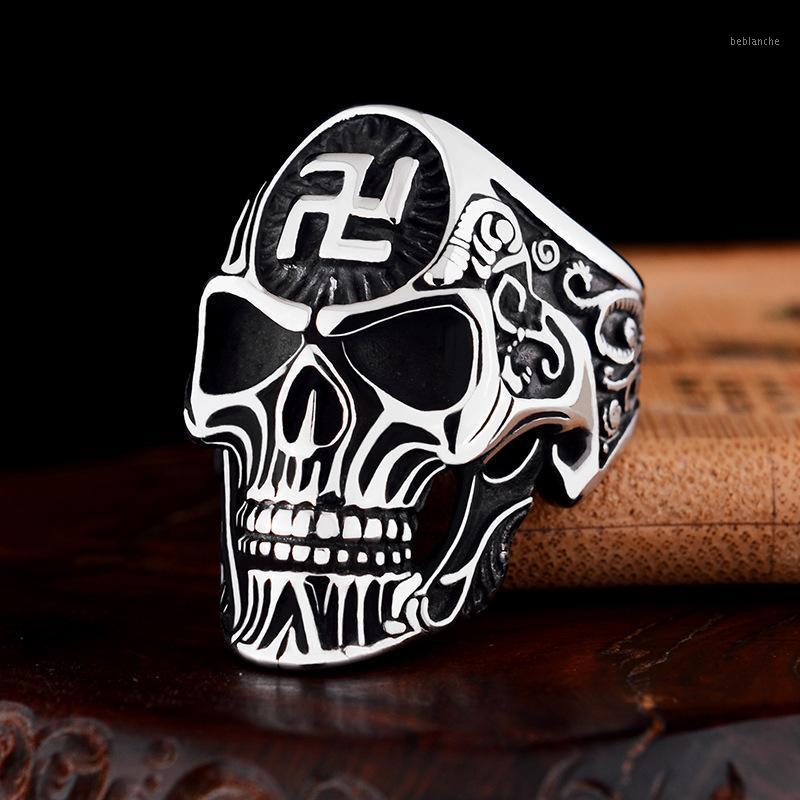 

Cluster Rings Gothic Skull Ring For Men Charm Gold Silver Color Buddha Letter Single Hiphop Rock Viking Man Accessories Sieraden1