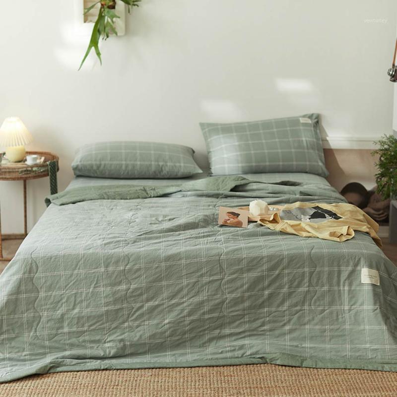 

Papa&Mima Solid thin Quilt Yarn Dyed Throws Blanket Washable Cotton Plaids Twin Queen Size1, 20203457