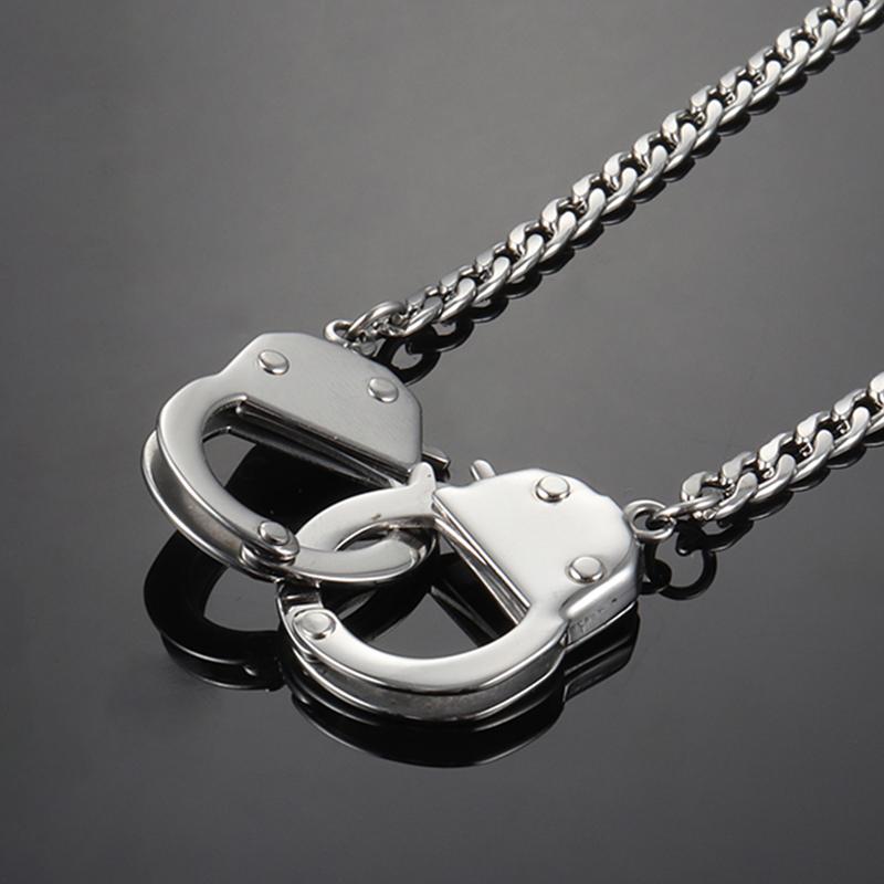 

Oulai777 mens gold necklace stainless steel Handcuffs pendants necklaces chains male accessories lady gold personality Hip hop