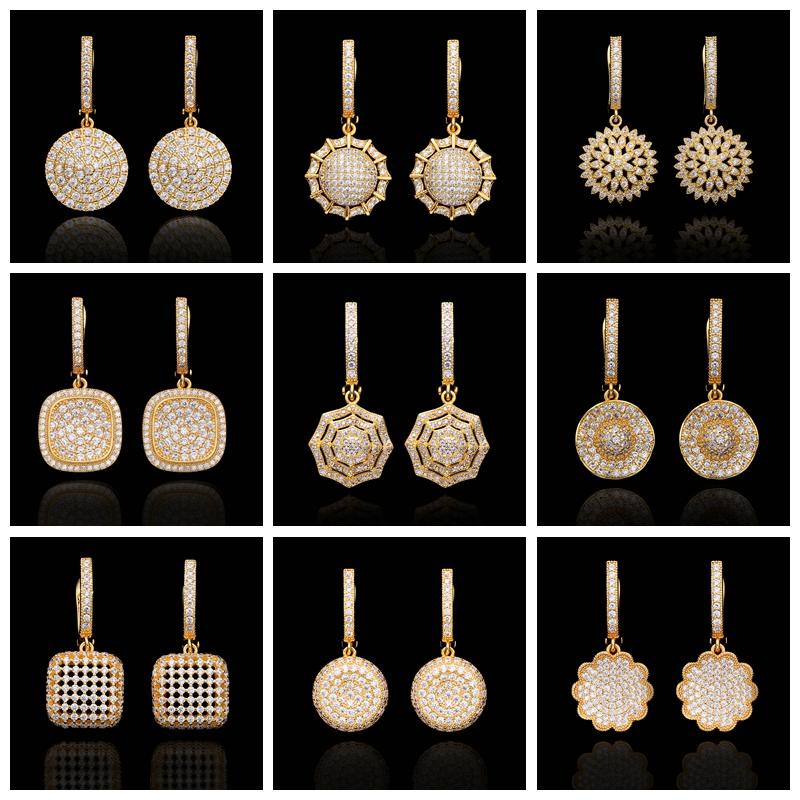 

Luxury Designer Dubai Long Earrings Circle Zirconia Crystal Gold Hoop Earrings for Women 2020 New Fashion Jewelry