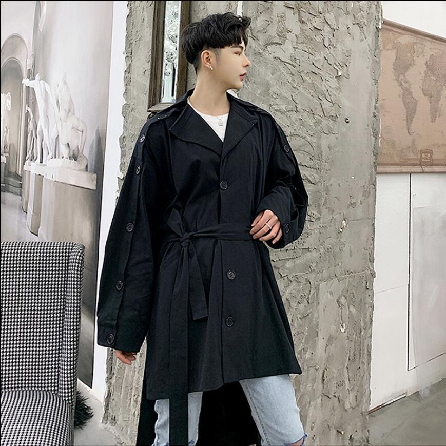 

2020 Designer Models Spring Alternative Sleeves Loose Seam Trench Liner Male Wear Punk Jacket Jlib, Black