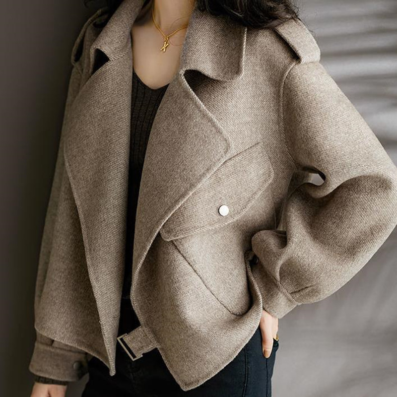 

Autumn 2021 Women's Wool Coat Short Woolen Jacket Hsjj, Haji