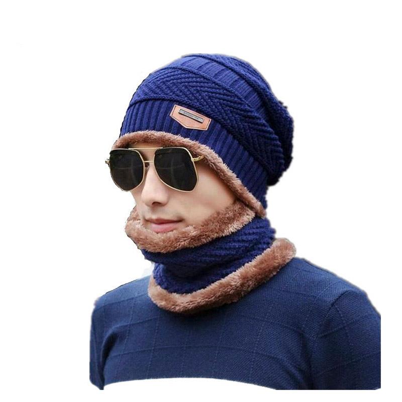 

Balaclava Knitted hat scarf cap neck warmer Winter Hats For Men women skullies beanies warm Fleece dad cap, 05