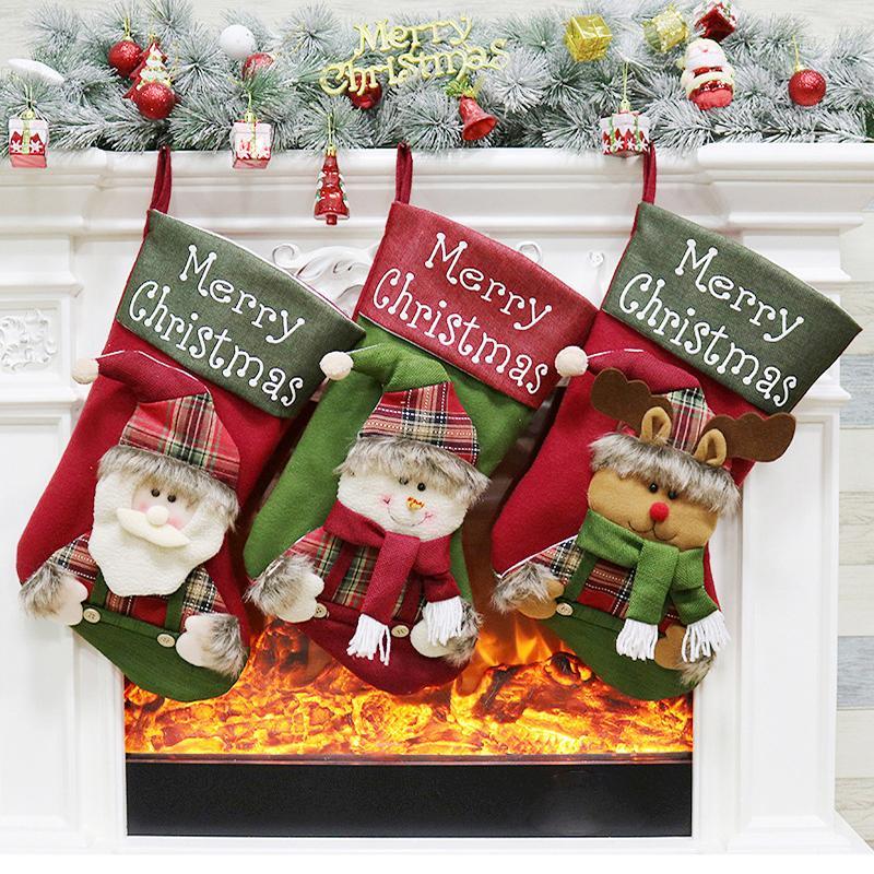 

Christmas Stocking Xmas Stock Large Candy Bag Fireplace Cloth Hanging Delicate1