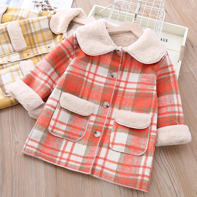 

2020 New Baby Girl Plaid Winter Coat Velvet Inside Warm Girls Kids Long Coats Children Elegant Jackets Overcoats Clothes1, Red