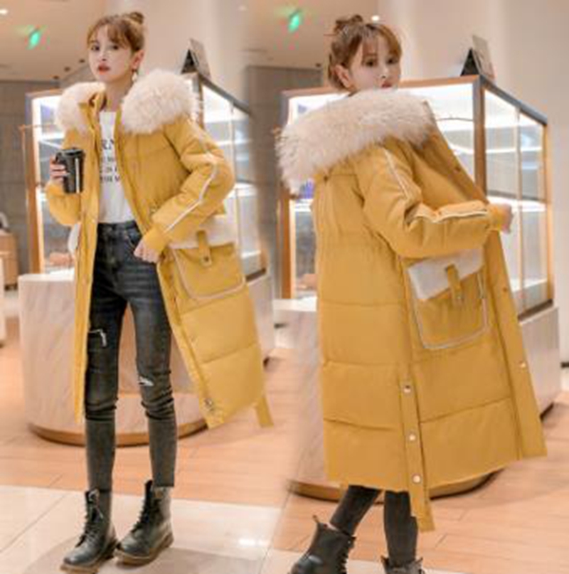 

Wholesale winter new style loose women mid-length pocket stitching lamb hair down padded jacket, Gray