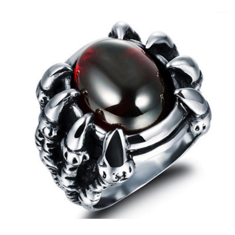 

Mens Boys Ring Punk Dragon Claw Red CZ Cubic Zirconia Tone 316L Stainless Steel Ring1