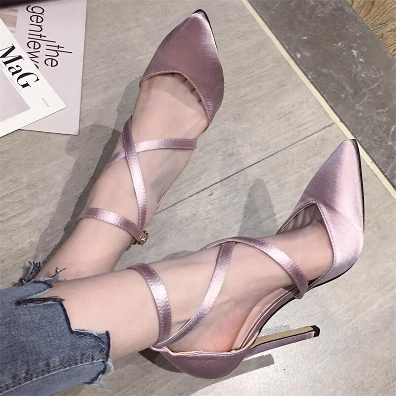 

2021 New Sexy Woman Thin Cross-strapped Brace Wedding Party Shoes Fashion Pointed Female Toe 12cm in High Heels LFZY, Black