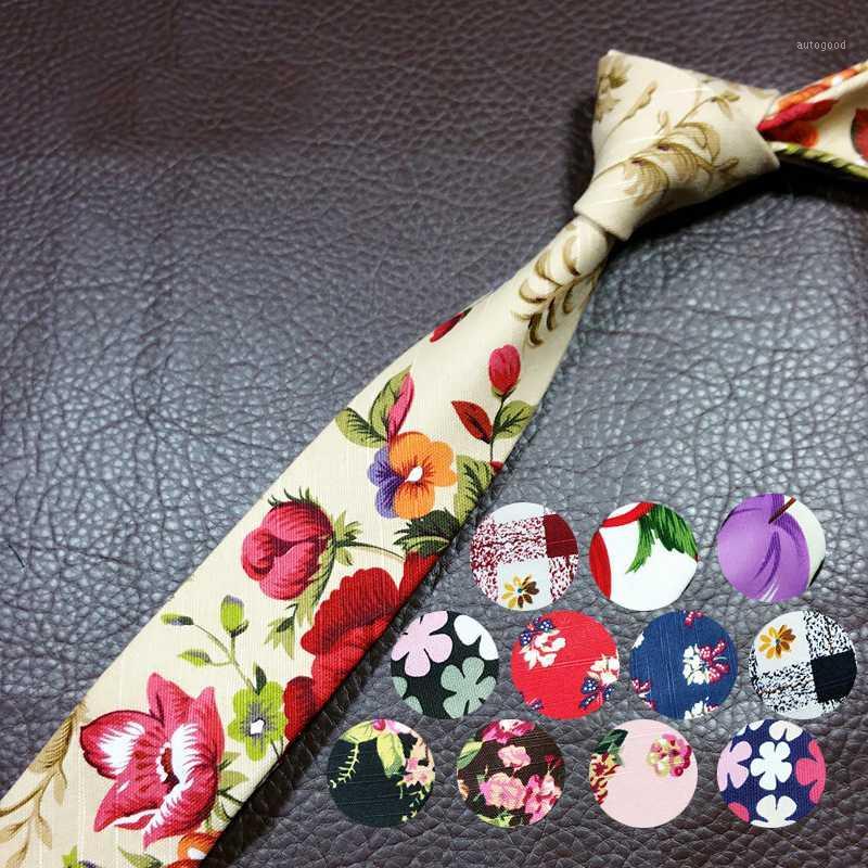 

Neck Ties Arrival 5 Cm Floral Fashion Slim Narrow Cotton Print Adult Ties1