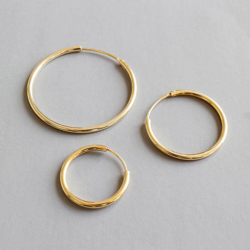 

circle loop 3 size real silver minimalist Hoop Earrings kolczyki srebrne 925 gold earrings Bijoux femme 2020