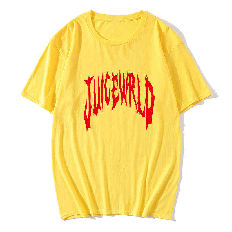 

Juice Wrld Hip Hop T-Shirts Men Women Fashion Rapper Streetwear 100% Cotton Oversized T Shirt Harajuku Tees Tops Clothing G220216, Yellow