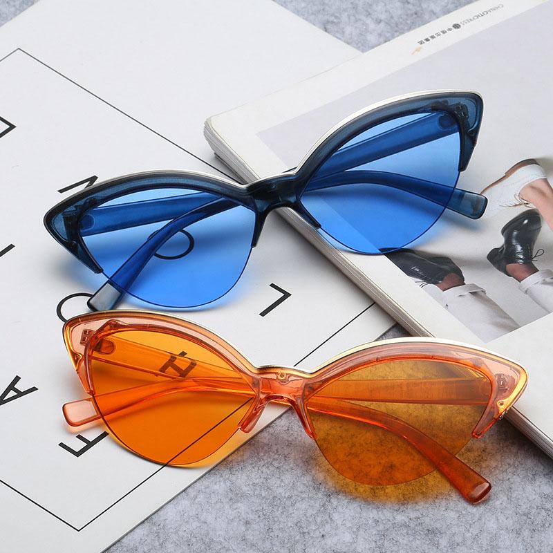 

Brand Vintage Sexy Ladies Cat Eye Sunglasses Women Fashion Clear Blue Eyewear Glass Frame Sun Glasses Female UV400 Sun Glasses