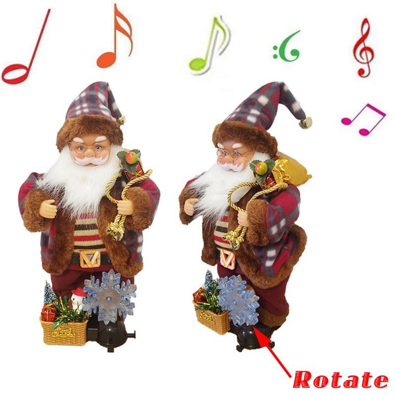 

Cute Electric Santa Claus Doll With Rotatable Snowflake Shape Light Christmas Decoration BJStore