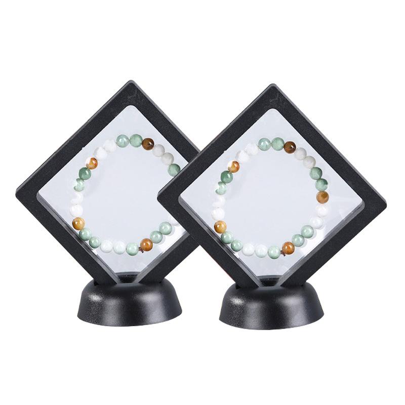

7*7cm Floating Suspended Display Case PET Membrane Acrylic Coins Gems Jewellery Stand Holder Box Gift Packing Boxes