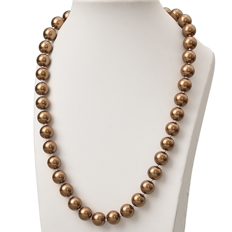 

New Fashion 10mm Brown Pearls Necklace For Women Round Pearls Shell Artificial Necklace Statement Women 18inch H833